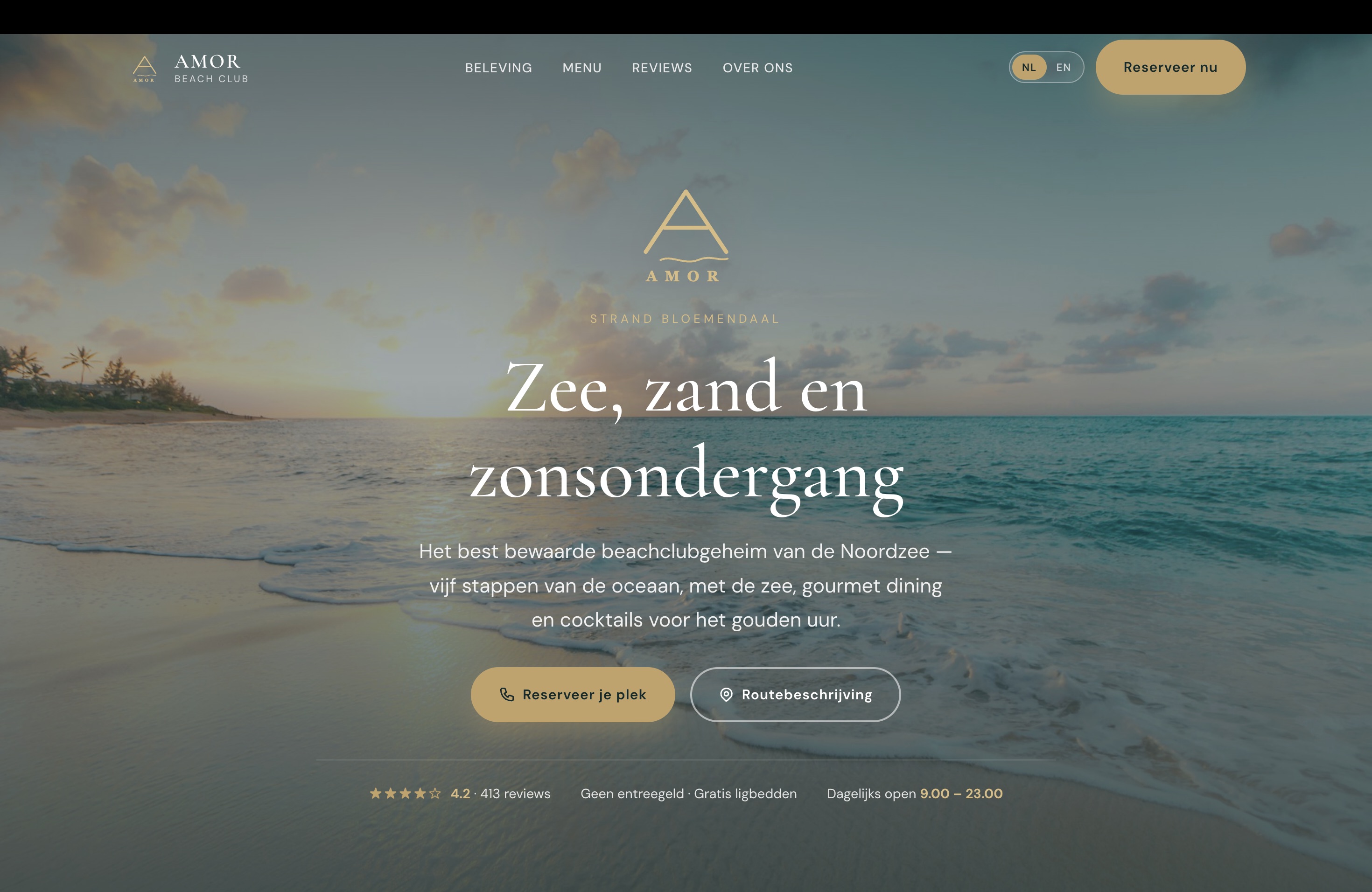 Website-ontwerp voor Amor Beach Club