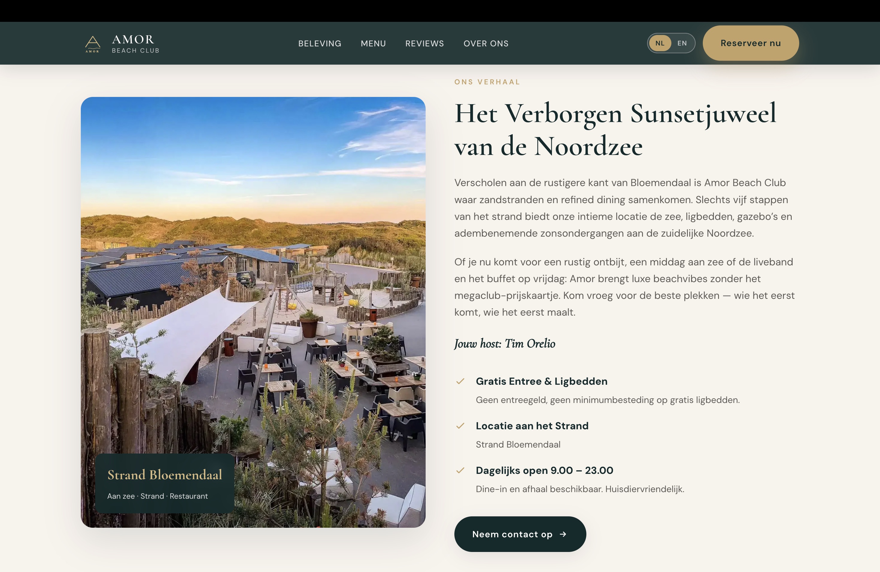 Voorbeeld van een stijlvolle website voor een beachclub